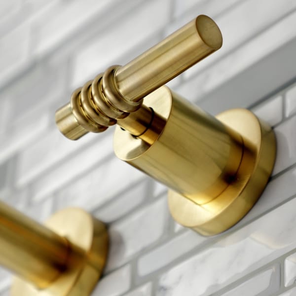 Roman Tub Faucet, Brushed Brass, Wall Mount